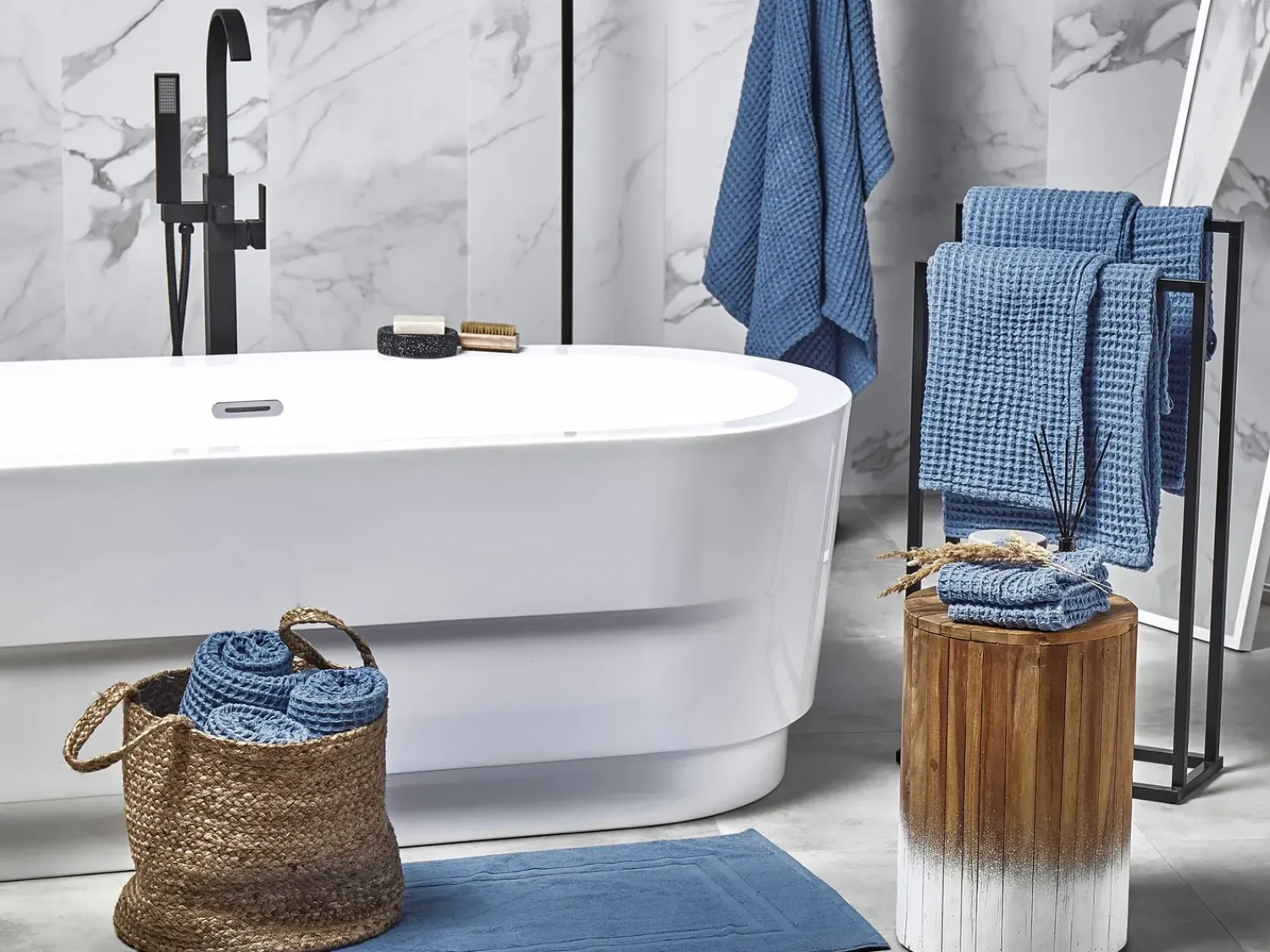 Online Beliani AREORA Cotone Blu