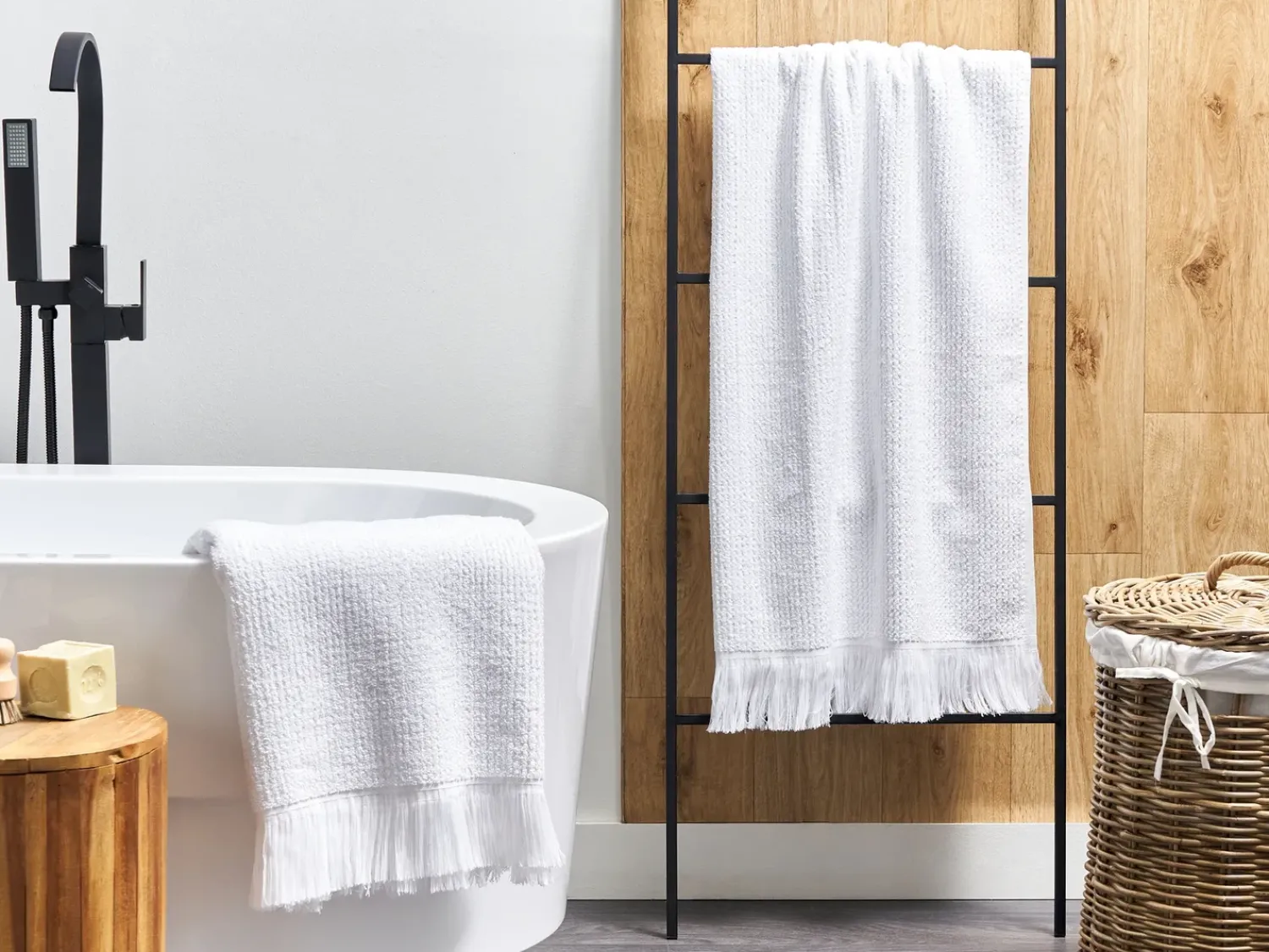 Discount Beliani ATIU Tessuto a spugna Bianco