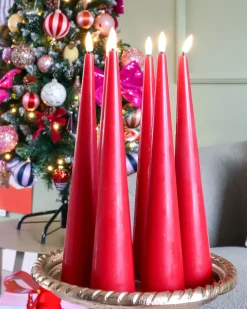 Hot Beliani Set di 6 candele LED AURUM 28 cm Rosso