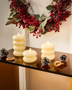 Online Beliani Set di 3 candele LED ETERNIS 5/8/11 cm sporco Bianco