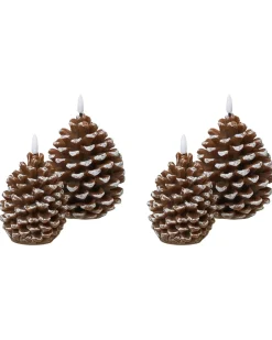 Hot Beliani Set di 4 candele LED IVRESSE Pigna 15/12 cm Marrone