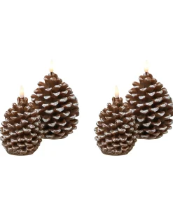Hot Beliani Set di 4 candele LED IVRESSE Pigna 15/12 cm Marrone