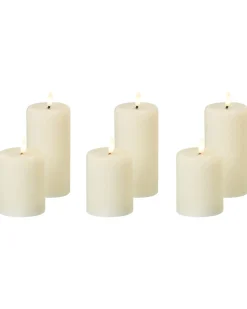 New Beliani Set di 6 candele LED NOISETTE 10/16 cm sporco Bianco