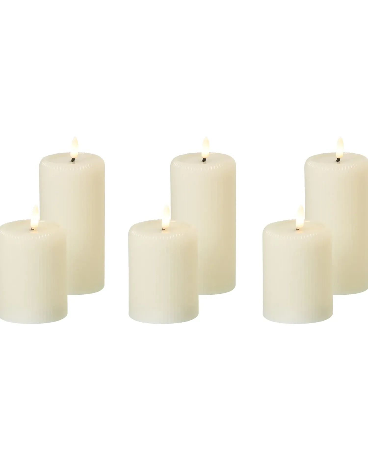 New Beliani Set di 6 candele LED NOISETTE 10/16 cm sporco Bianco
