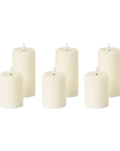 New Beliani Set di 6 candele LED NOISETTE 10/16 cm sporco Bianco