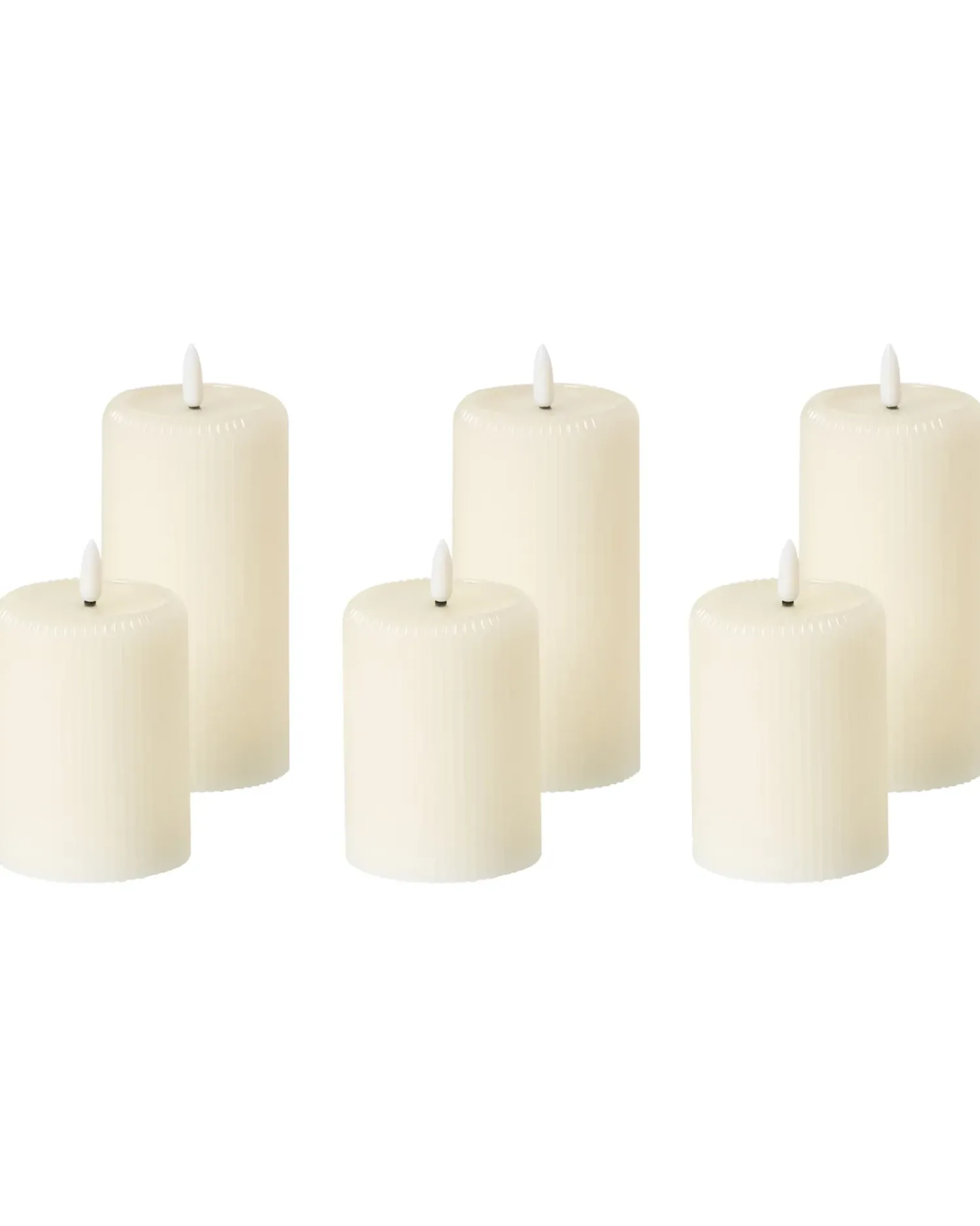 New Beliani Set di 6 candele LED NOISETTE 10/16 cm sporco Bianco
