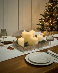 New Beliani Set di 6 candele LED NOISETTE 10/16 cm sporco Bianco