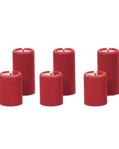 Online Beliani Set di 6 candele LED NOISETTE 10/16 cm Rosso