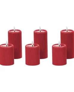 Online Beliani Set di 6 candele LED NOISETTE 10/16 cm Rosso