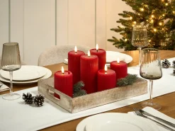Online Beliani Set di 6 candele LED NOISETTE 10/16 cm Rosso