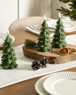 Discount Beliani Set di 3 candele LED VELOURA Albero di Natale 16 cm Verde