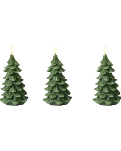 Discount Beliani Set di 3 candele LED VELOURA Albero di Natale 16 cm Verde