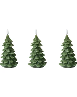 Discount Beliani Set di 3 candele LED VELOURA Albero di Natale 16 cm Verde