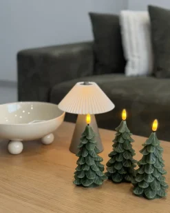 Discount Beliani Set di 3 candele LED VELOURA Albero di Natale 16 cm Verde