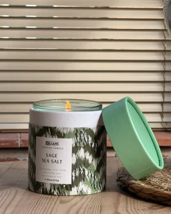 Discount Beliani Set di 3 Candele Profumate COLORFUL BARREL Cera di Soia Note fresche Note floreali Blu Verde