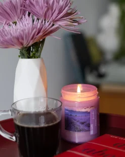 Best Beliani Set di 3 Candele Profumate FRUITY BLOOM Cera di Soia Note fresche Note floreali Viola Blu Verde