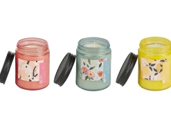 Online Beliani Set di 3 Candele Profumate FRUITY BLOOM Cera di Soia Note orientali Note di erba Note floreali Giallo Rosa Blu