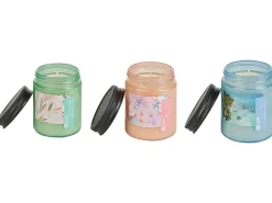 Hot Beliani Set di 3 Candele Profumate FRUITY BLOOM Cera di Soia Note fresche Note floreali Rosa Blu Verde