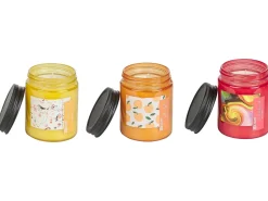 Outlet Beliani Set di 3 Candele Profumate FRUITY BLOOM Cera di Soia Note fruttate Giallo Arancione Rosso