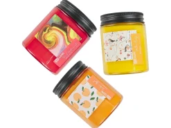 Outlet Beliani Set di 3 Candele Profumate FRUITY BLOOM Cera di Soia Note fruttate Giallo Arancione Rosso