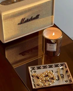 Beliani Set di 3 Candele Profumate METALLIC GLAMOUR 9 cm Multicolore Arancione Oro Argento