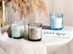 Outlet Beliani Set di 3 Candele Profumate SHEER JOY Cera di Soia Note fresche Blu Verde Grigio