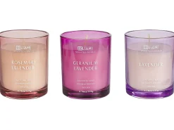Best Beliani Set di 3 Candele Profumate SHEER JOY Cera di Soia Note floreali Rosa Rosso Viola