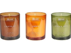 Discount Beliani Set di 3 Candele Profumate SHEER JOY Cera di Soia Note fruttate Note fresche Arancione Verde Marrone