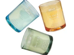Best Beliani Set di 3 Candele Profumate SHEER JOY Cera di Soia Note fresche Giallo Blu Verde