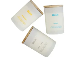 Outlet Beliani Set di 3 Candele Profumate SIMPLICITY Cera di Soia Note fruttate Note fresche Bianco Marrone