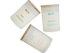 Online Beliani Set di 3 Candele Profumate SIMPLICITY Cera di Soia Note orientali Note fresche Bianco Marrone