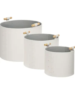 Clearance Beliani Set di 3 cestini ARAM Pelle sintetica sporco Bianco