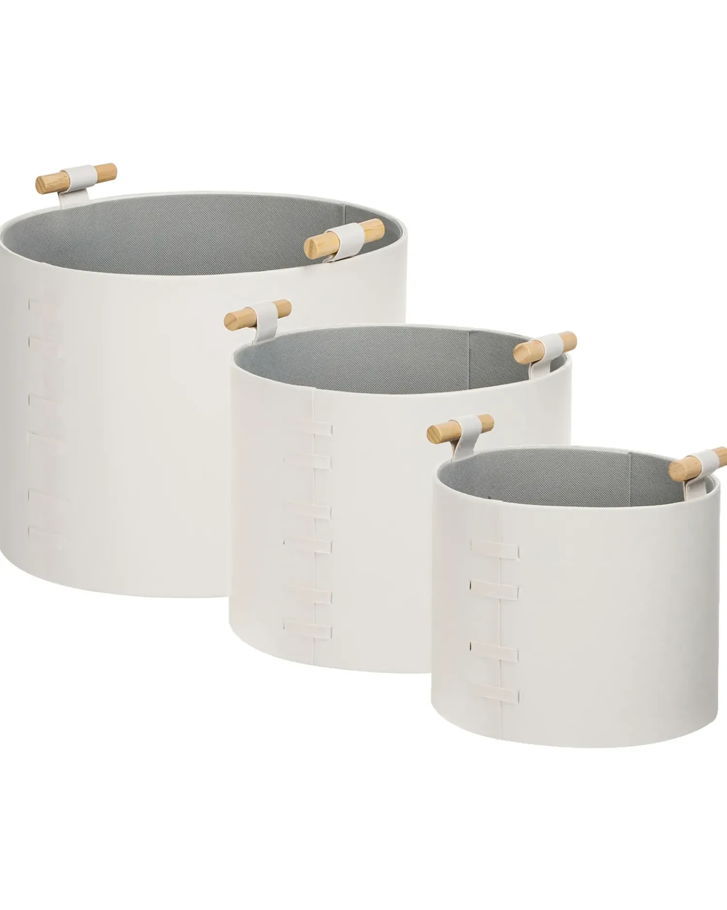 Clearance Beliani Set di 3 cestini ARAM Pelle sintetica sporco Bianco