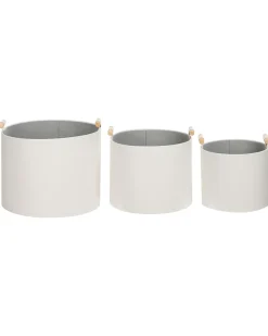 Clearance Beliani Set di 3 cestini ARAM Pelle sintetica sporco Bianco