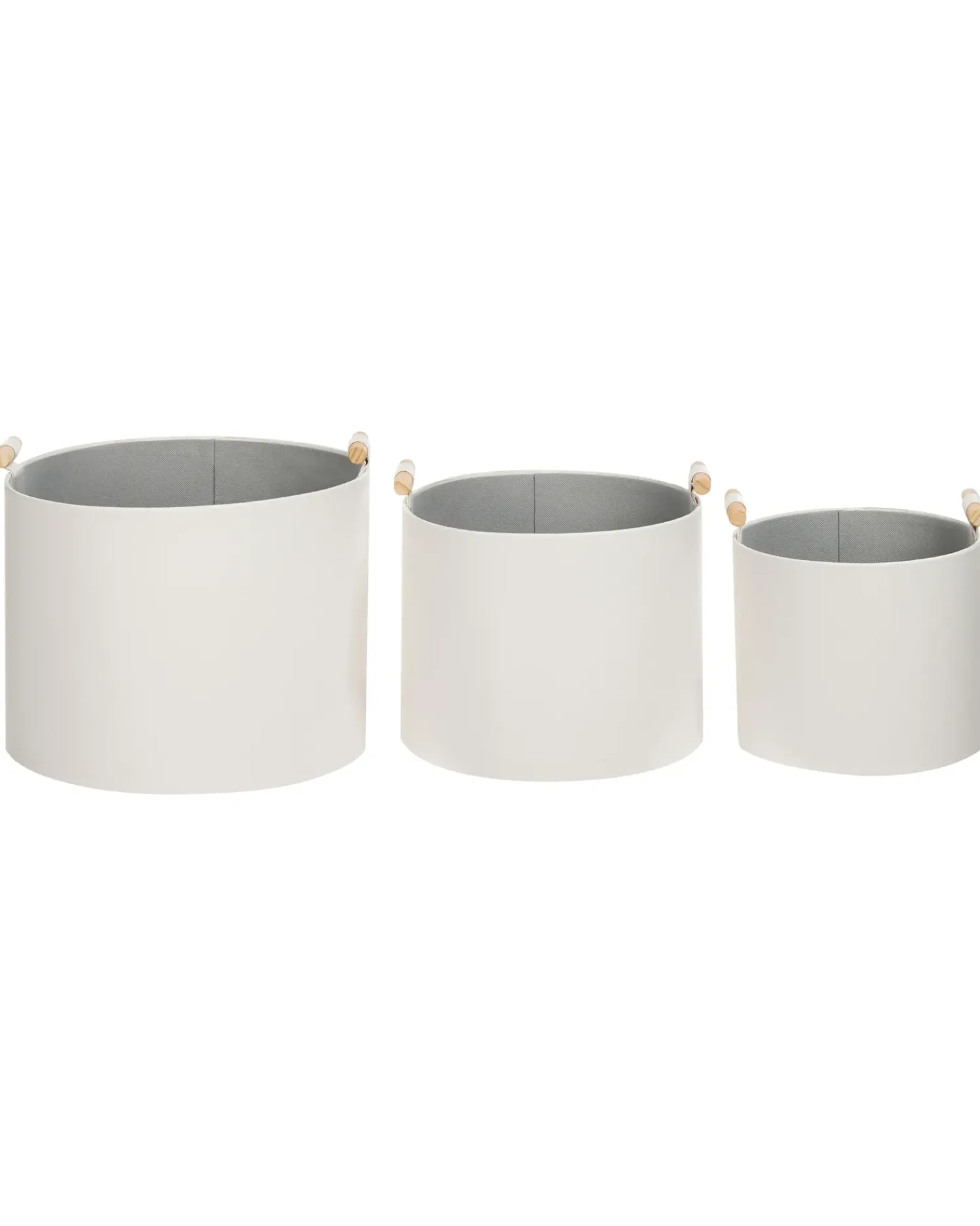 Clearance Beliani Set di 3 cestini ARAM Pelle sintetica sporco Bianco