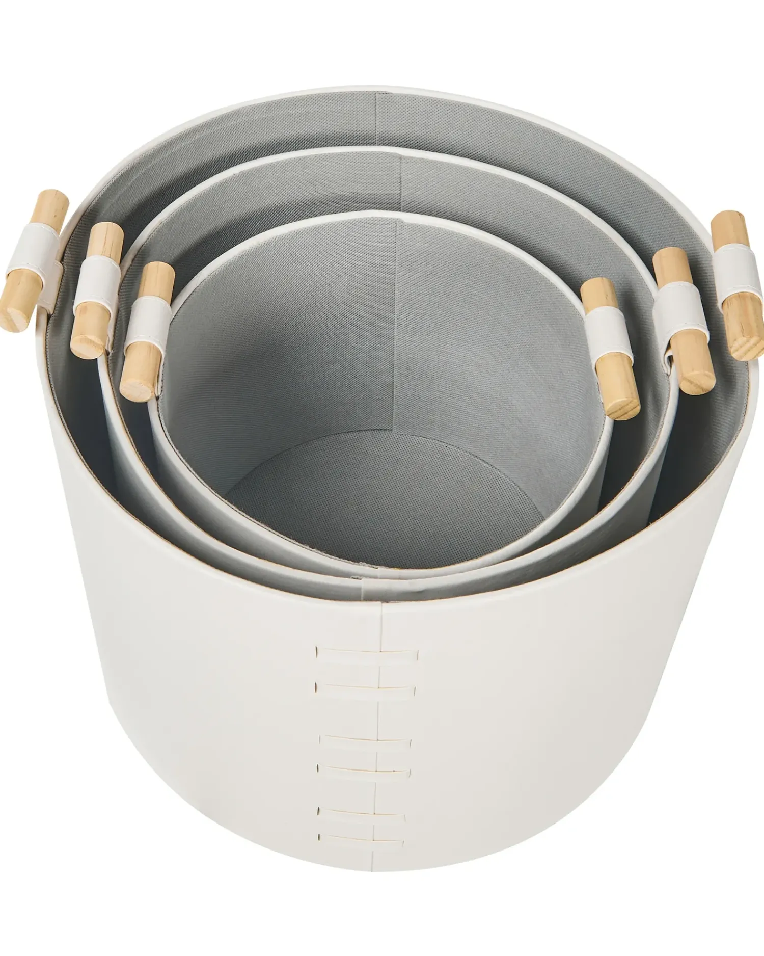 Clearance Beliani Set di 3 cestini ARAM Pelle sintetica sporco Bianco