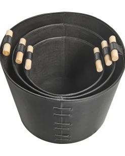 Hot Beliani Set di 3 cestini ARAM Pelle sintetica Nero