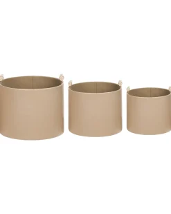 Discount Beliani Set di 3 cestini ARAM Pelle sintetica Beige