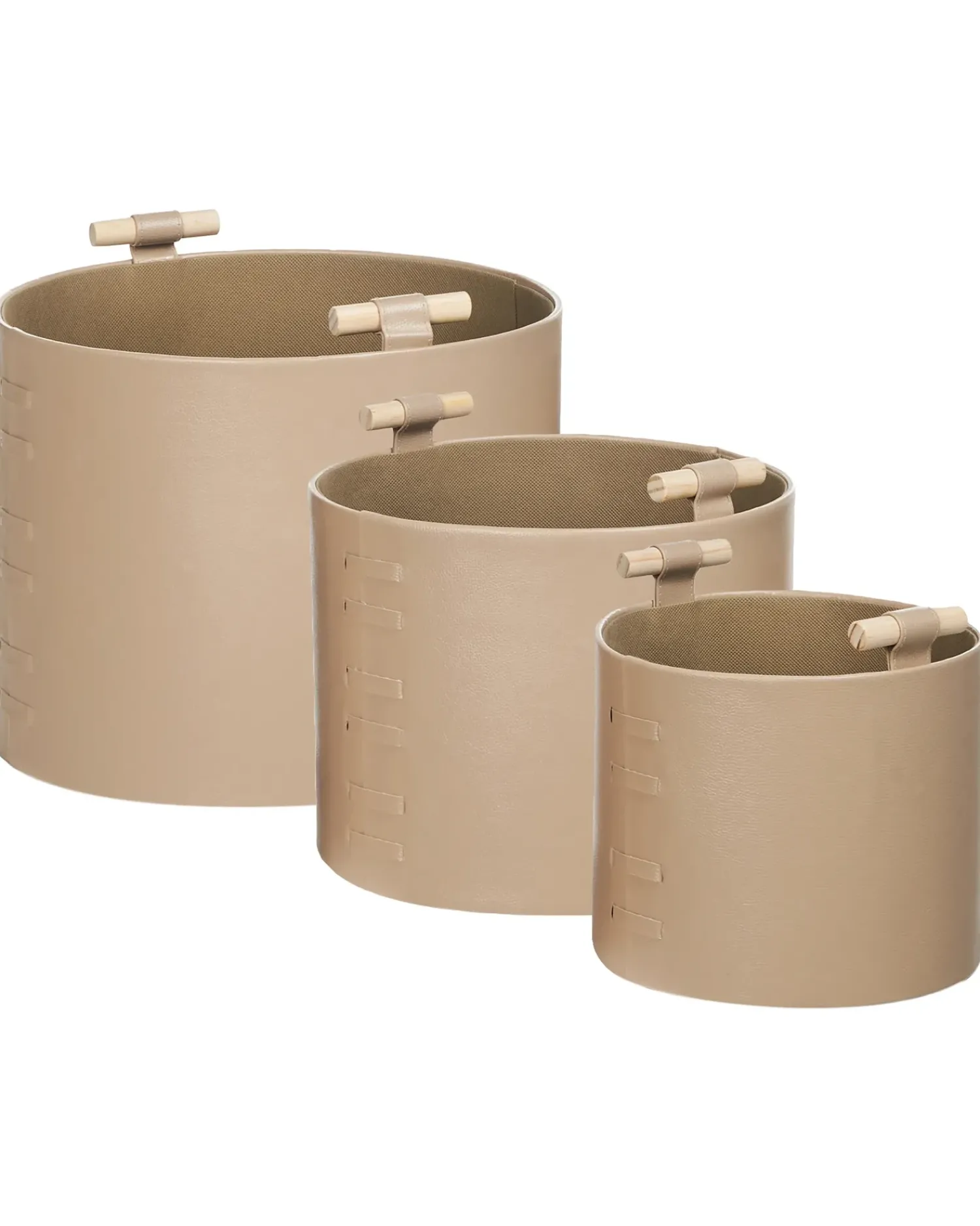 Discount Beliani Set di 3 cestini ARAM Pelle sintetica Beige
