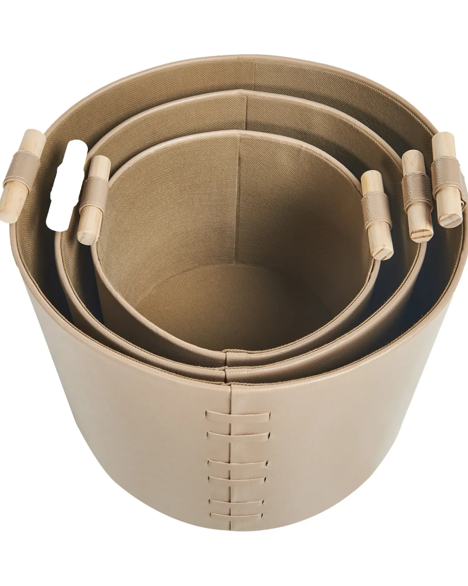 Discount Beliani Set di 3 cestini ARAM Pelle sintetica Beige