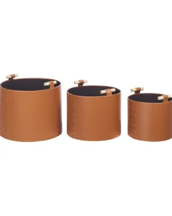 Discount Beliani Set di 3 cestini ARAM Pelle sintetica Marrone