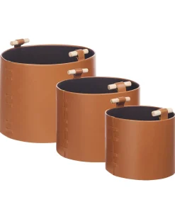 Discount Beliani Set di 3 cestini ARAM Pelle sintetica Marrone