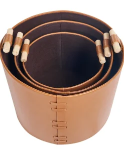 Discount Beliani Set di 3 cestini ARAM Pelle sintetica Marrone