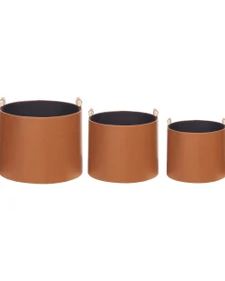 Discount Beliani Set di 3 cestini ARAM Pelle sintetica Marrone