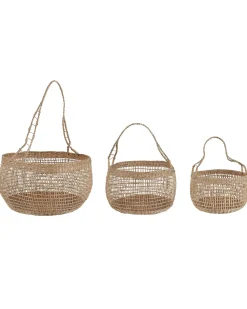 Sale Beliani Set di 3 cestini ARAPAIMA Alghe marine Frassino naturale Marrone