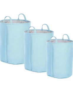 Hot Beliani Set di 3 cestini ARCHA Cotone Azzurro Blu Grigio
