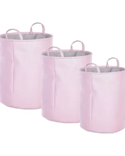 New Beliani Set di 3 cestini ARCHA Cotone Rosa Grigio Rosa