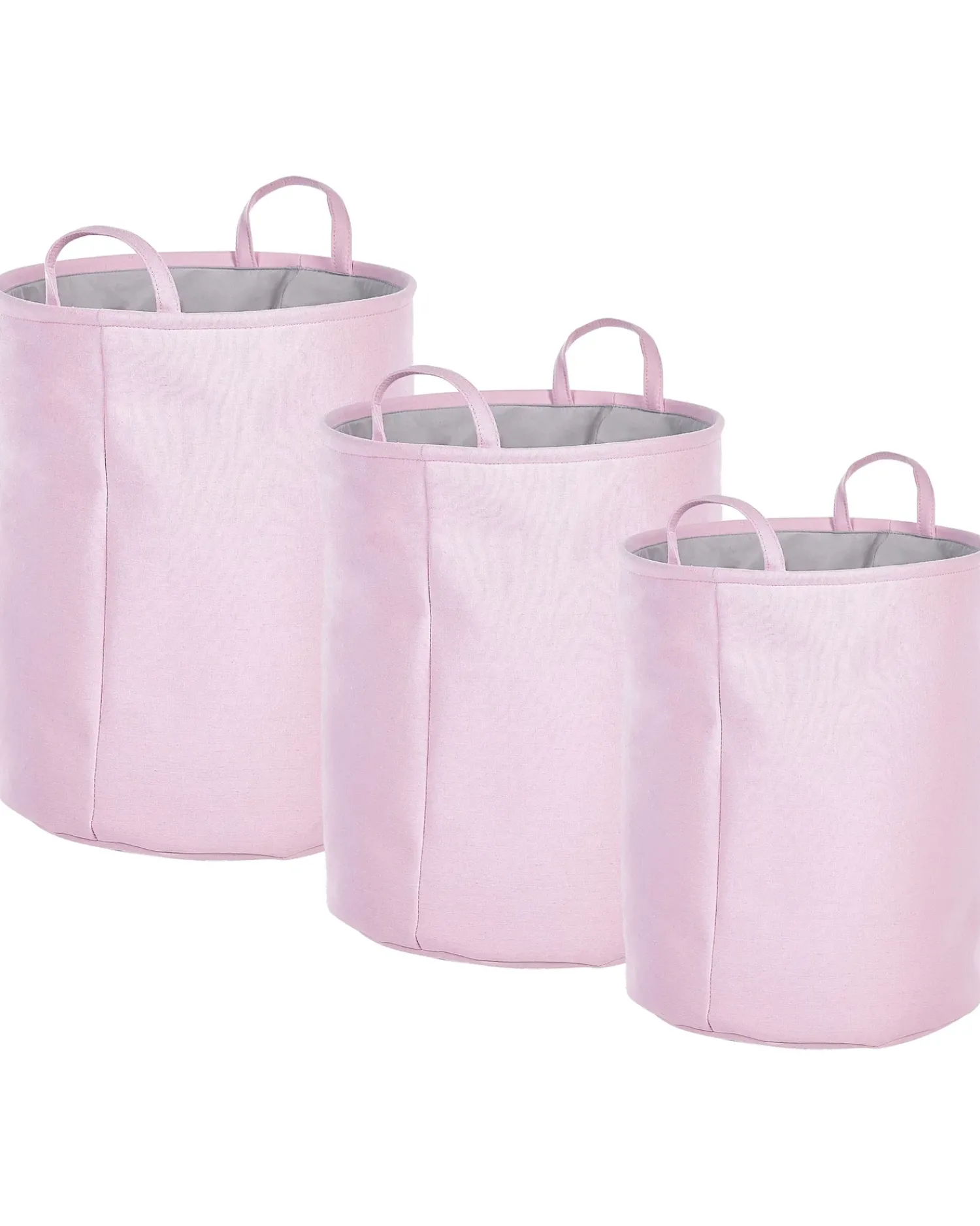 New Beliani Set di 3 cestini ARCHA Cotone Rosa Grigio Rosa