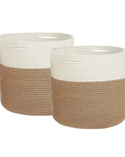Hot Beliani Set di 2 cestini ARDESEN Cotone Naturale Beige Bianco Naturale