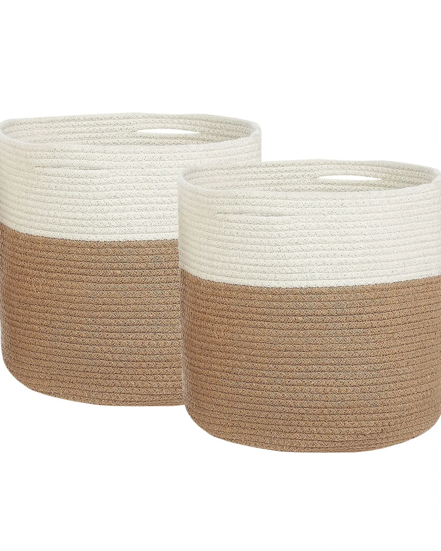 Hot Beliani Set di 2 cestini ARDESEN Cotone Naturale Beige Bianco Naturale
